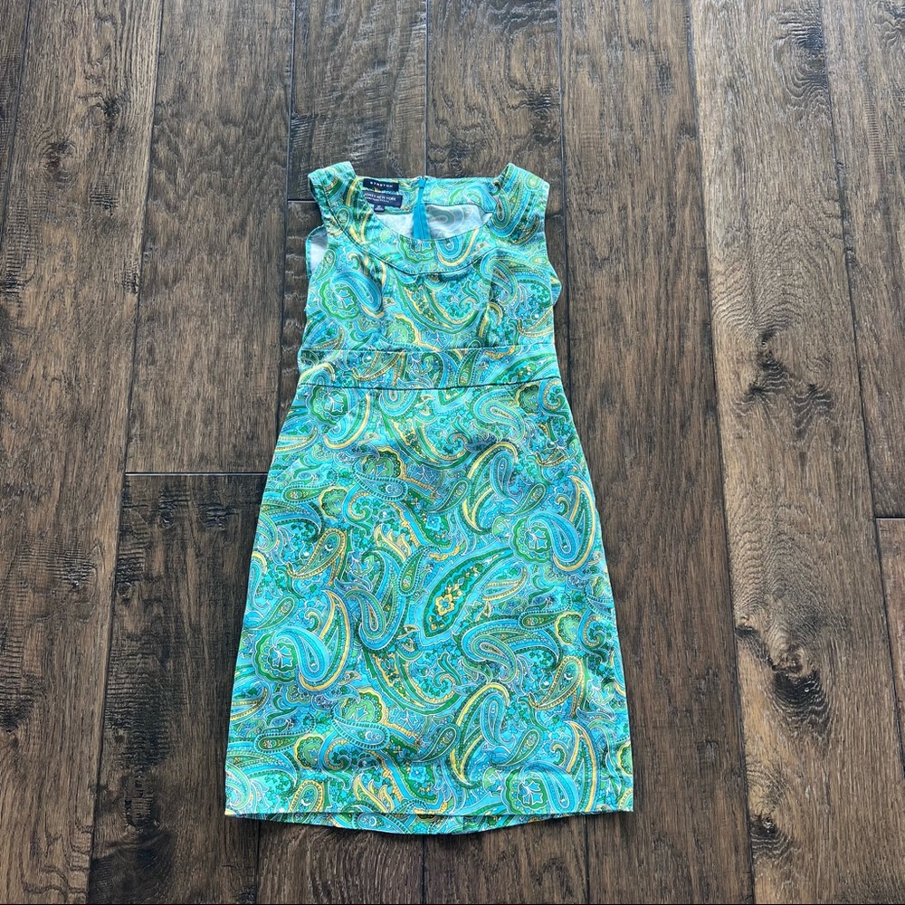 Jones New York Mint Green & Yellow Paisley Dress